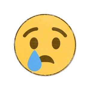 Angry Sad Face Vintage Emoji Signs 12&quot; Round Metal | Choose from 10 designs- Frowny Face, Crying Face, Mad Face, ect.