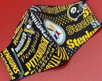 Pittsburgh Steelers Face Mask, Pittsburgh Penguins Mask, Steelers and Penguins, Two in One Design, Football and Hockey Mask for Pittsburgh