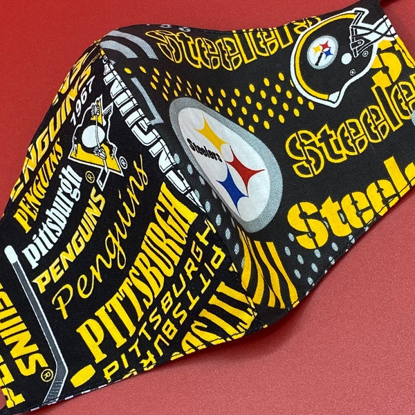 Pittsburgh Steelers Face Mask, Pittsburgh Penguins Mask, Steelers and Penguins, Two in One Design, Football and Hockey Mask for Pittsburgh