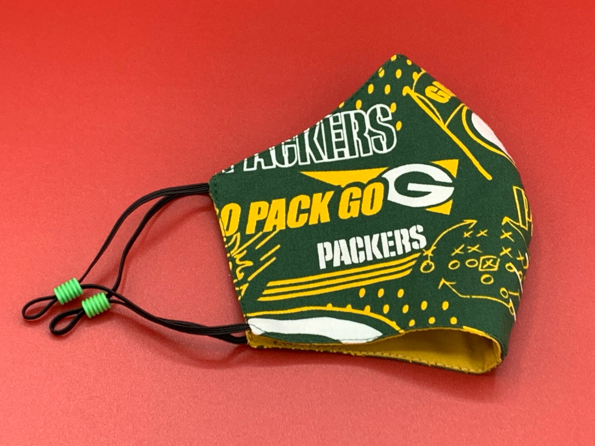Packer Face Green Bay Packers Face Mask, Packers Facemask, Adjustable Facemask, NFL ...