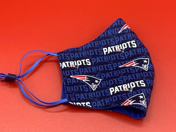 New England Patriots Face Mask, Adjustable FaceMask, Patriots Mask, NFL Face Mask, Sports, Cotton, Washable, Reusable, Made in USA