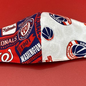 Washington Wizards Face Mask, Washington Nationals Face Mask, Wizards and Nationals FaceMask, Baseball MLB Basketball NBA, Two In One, Sizes image 10