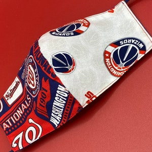 Washington Wizards Face Mask, Washington Nationals Face Mask, Wizards and Nationals FaceMask, Baseball MLB Basketball NBA, Two In One, Sizes image 2