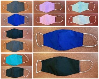 Face Mask Made in USA, Adult, Kids, Teenager, Reversible, Reusable, Cotton, Washable, Solid, Checker, Paisley, Rainbow, Medium, Large..