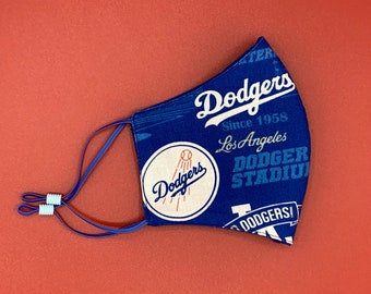 Dodgers Face Mask, LA Dodgers Mask, Los Angeles Dodgers Mask, Adjustable FaceMask, MLB Face Mask, Sports, Cotton, Washable, Reusable, USA