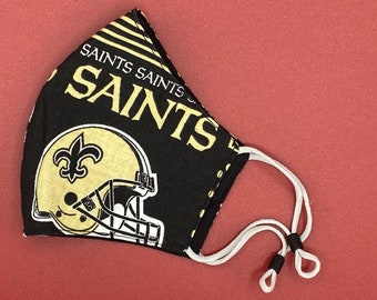 New Orleans Saints Gezichtsmasker, Saints Masker, Verstelbare FaceMask, NFL Gezichtsmasker, Sport, Katoen, Wasbaar, Herbruikbaar, Made in USA