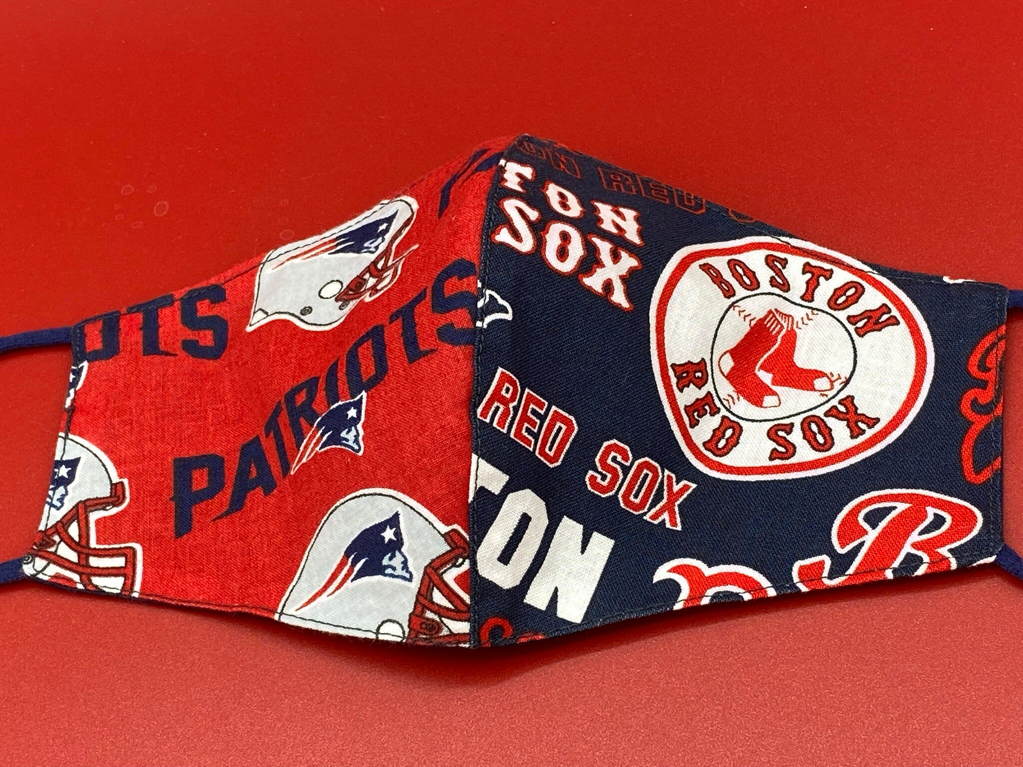 New England Patriots and Boston Red Sox Face Mask, NE Patriots Mask, Boston Red Sox Mask,  Two in One, NFL Patriots and Baseball Red Sox