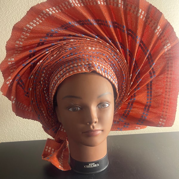 Nigeria, Africa Gele headtie hat, Aso-Oke Fabric,gele,Headwrap,Ready-to-Wear Gele Autogele Ready Made Gele Auto Gele Africa Nigerian Wedding