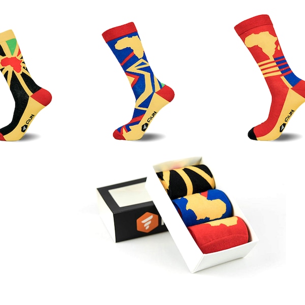 Quality African Print Socks|  Casual Socks |Official Socks| Gift Pack| Wedding Socks| Fashion Socks| Unisex Socks 3 In 1 Pack