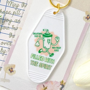 Filled With The Spirit Keychain | Christian Motel Keychain | Cute Faith Keychains | Bible Verse | Christian Girl Gift | Jesus | Aesthetic