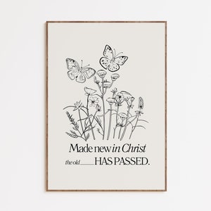 Made New In Christ Wall Art | Christian Poster | Christian Print | Trendy Bible Verse Printable | Aesthetic Christian Decor | Christian Gift