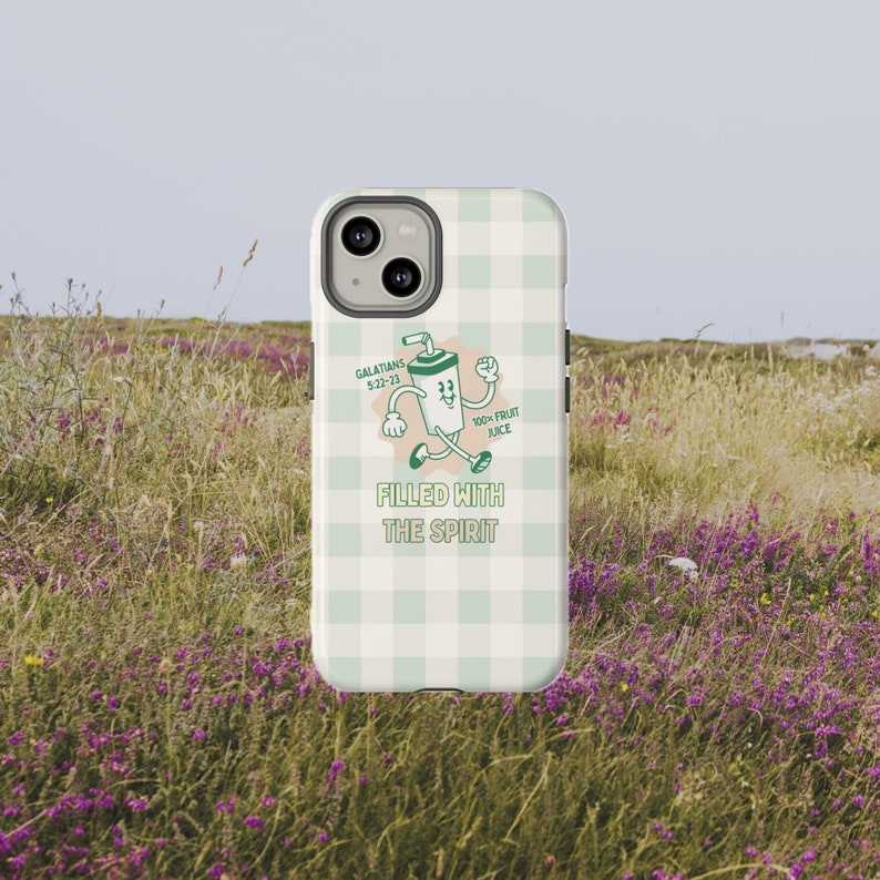 meliandolive filled with the Spirit fruit of the Spirit gingham trendy Christian Bible verse phone case