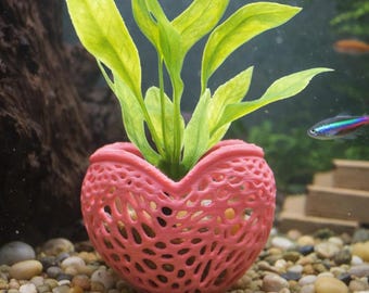 Aquarium Plant Pot Heart Shape Glow in the Dark
