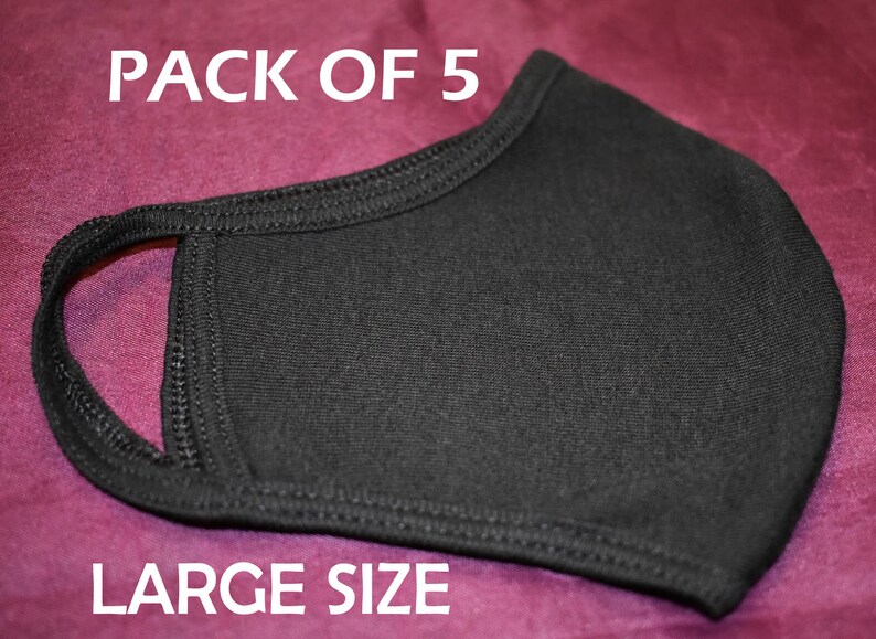 Pack of 5 Washable Black Mask. Two Layers Face Mask. Reusable Etsy