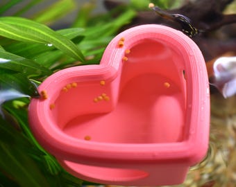 Heart Floating Betta Fish Feeder. Floating Feeder For Small Fish & Shrimp. Food Feeding Control Station. Avoid Food Waste. Perfect Size.