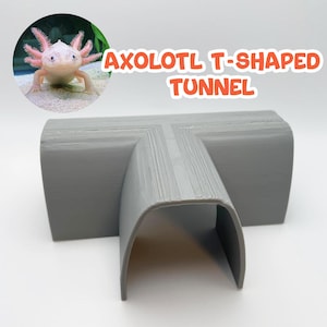 3D-Printed T-Shaped Tunnel For Axolotl and Pleco, 6 & 8 Inch. Aquarium Decor, Axolotl Hiding Cave, Establish Territory and Reduce Stress.