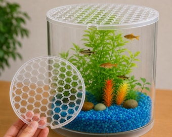 Custom Honeycomb Lid for Round Nano Fish Tank  Tailored Fit With Cord  Slot. Unique Designed Lid Perfect Fit for Fish Tank. - Etsy