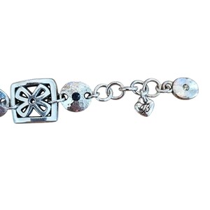 Brighton Silber Ton w / Blau und klare Kristalle Dekorative Link Charm Armband Bild 4