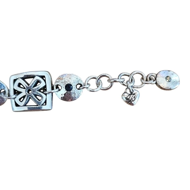 Brighton Silber Ton w / Blau und klare Kristalle Dekorative Link Charm Armband Bild 4