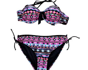 Tweedelig veelkleurig zuidwestelijk gedrukt bikinibadpak, maat 2XL (NWOT)