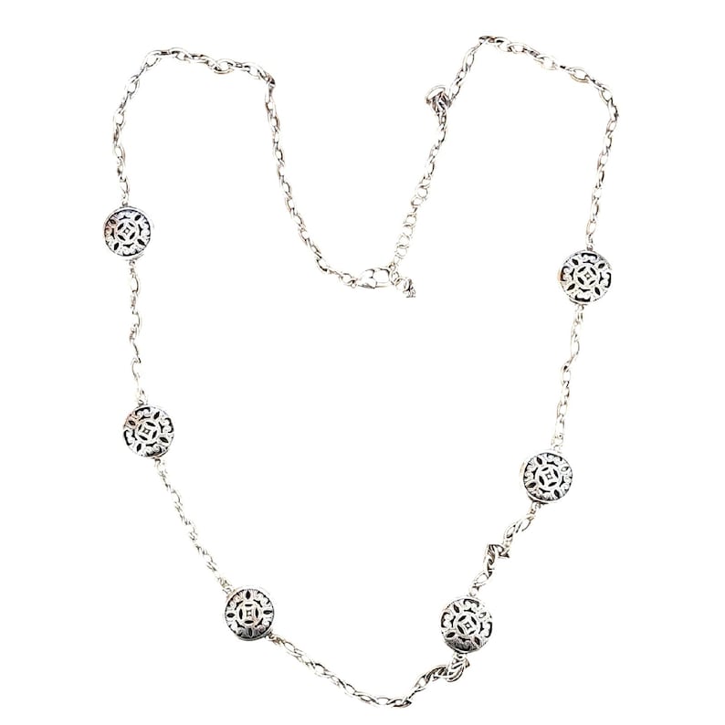 Brighton Serendipity Silverplate Circle Disc Pendant Necklace 40" Women Jewelry image 1
