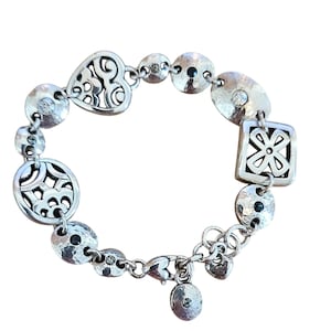 Brighton Silber Ton w / Blau und klare Kristalle Dekorative Link Charm Armband Bild 1