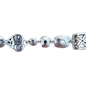 Brighton Silber Ton w / Blau und klare Kristalle Dekorative Link Charm Armband Bild 3
