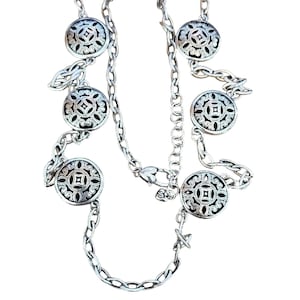 Brighton Serendipity Silverplate Circle Disc Pendant Necklace 40" Women Jewelry image 2