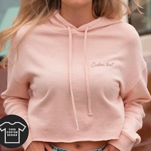FRONT Embroidered Cropped Sweatshirt Custom Hoodie Custom Embroidered Hoodie Bride Embroidered Monogram Name Crop Top Custom Logo Hoodie