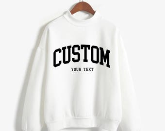 Custom Mockneck Crewneck | Retro College Sweatshirt | Game Day Outfit | Personalized Gift for Her l Trending Sweatshirt for Sport Team