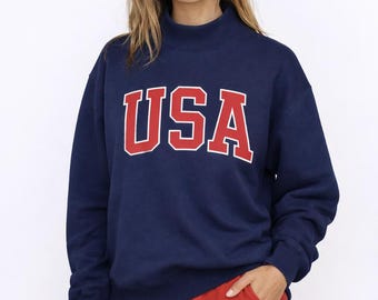 Mockneck USA Navy Sweatshirt, America Mock Neck Sweatshirt for Memorial Day, 4th of July Mockneck Sweatshirt for Team, Patriotic Mockneck