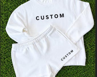 Mock Neck Set Custom Matching White or Black Mockneck Set, Custom Team Mockneck, Custom Logo Mockneck Set for Sorority Mockneck Short Set