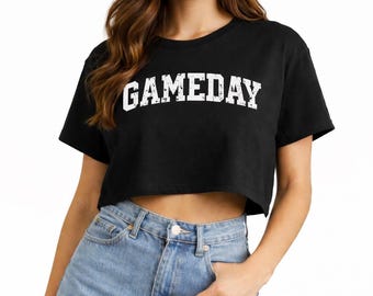 Gameday Crop Top, Collegiate Crop Top for Game Day, Custom Team Crop Top for Her, Tailgate Crop Outfit for College Game Day. Football  Crop