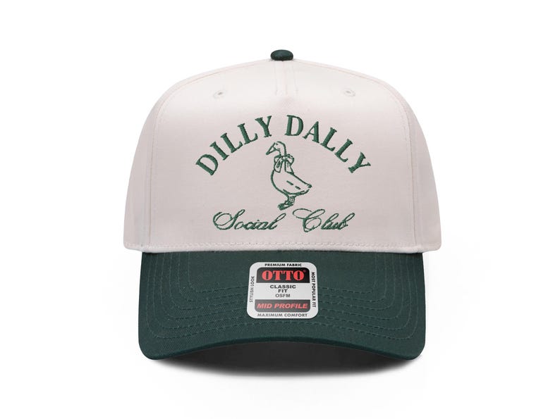 Dilly Dally Hat Embroidered Hat Funny Goose Hat for Vacation Hat for Her Summer Hat Dilly Dally Social Club Hat for Lake Trucker Hat for Her image 1