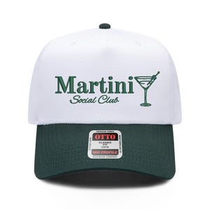 Martini Social Club Trucker Hat, Martini Lover Gift, Green Cocktail Social Club Hat for Girl Trip, Dirty Martini Hat Embroidered image 1