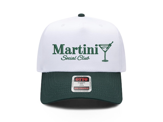 Martini Social Club Trucker Hat, Martini Lover Gift, Green Cocktail Social Club Hat for Girl Trip, Dirty Martini Hat Embroidered