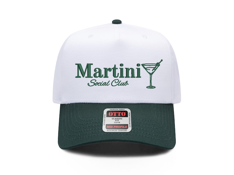 Martini Social Club Trucker Hat, Martini Lover Gift, Green Cocktail Social Club Hat for Girl Trip, Dirty Martini Hat Embroidered image 1