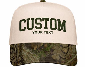 Camo Hat Custom Two Tone Camo Hat Embroidered Hat Vintage Trucker Custom Hat Western Snapback Hat Unisex, Camouflage Natural Hat for Trip