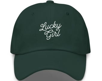 Lucky Girl Hat for St. Patrick's Day Dad Hat, Green Embroidered Lucky Hat for St. Patrick's Day Vintage Dad Hat, Irish Baseball Cap for Her