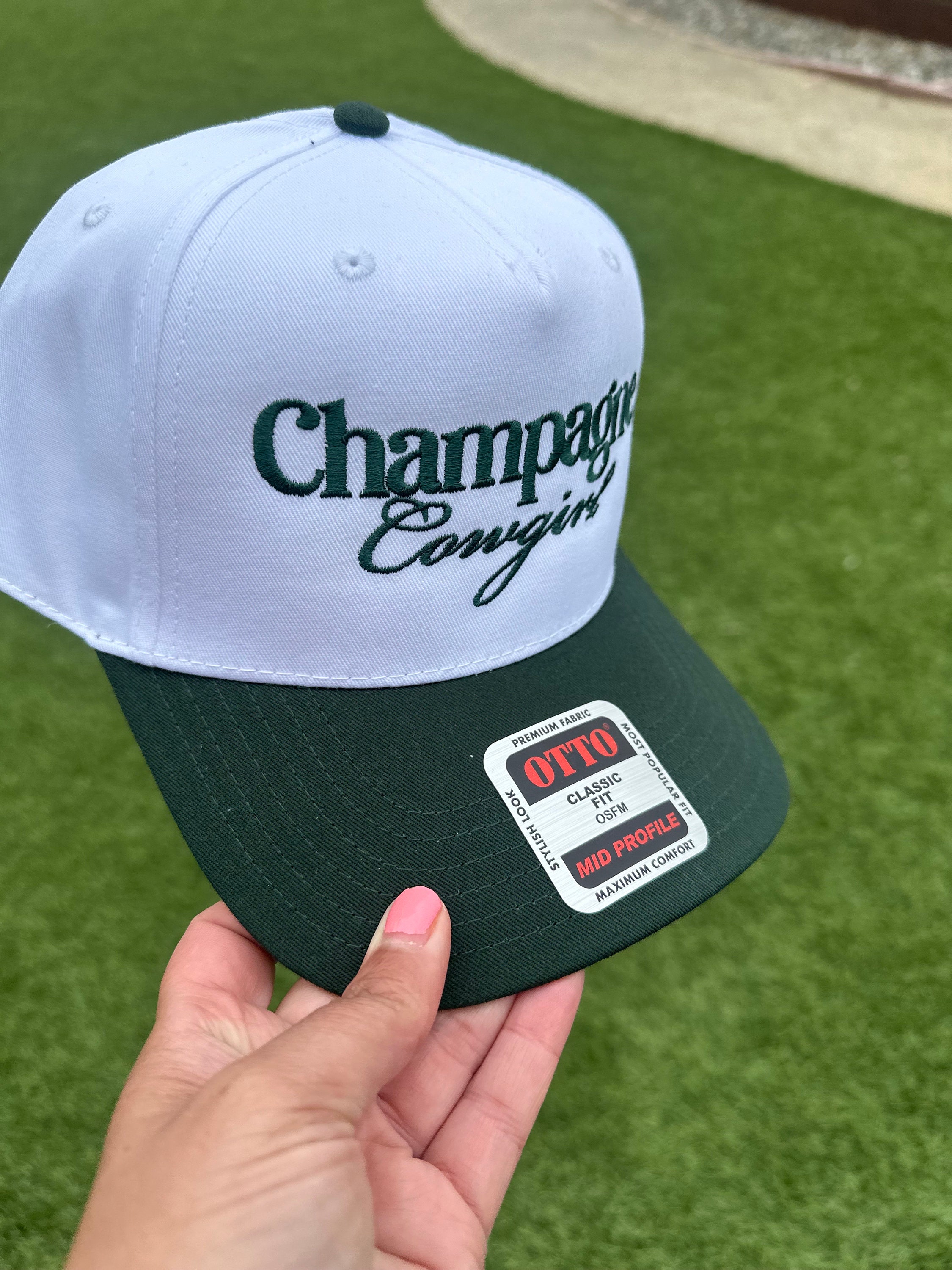 Champagne Hat Green Two Tone Hat Western Embroidered Cowgirl 