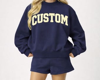 Mockneck College Crewneck | Custom Printed Mockneck for Sorority| Retro Collegiate Print | Game Day Sweatshirt |  Mockneck for Team
