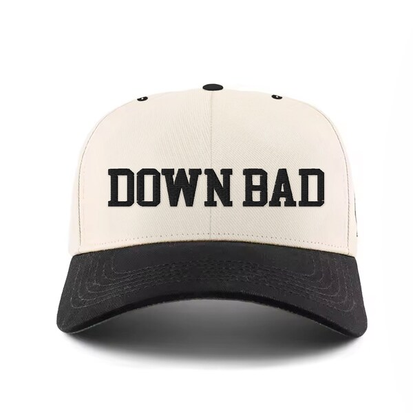 Down Bad Hat Two Tone Down Bad Crying Gym Embroidered Hat for Album Fan Workout Lover Snapback Hat for Gym Lover Embroidered Hat Funny Meme