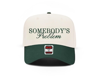 Somebody's Problem Hat Two Tone Hat Green Cowgirl Hat Western Embroidered Trucker Hat for Concert Cowboy Hat Two Tone Snapback Western Hat