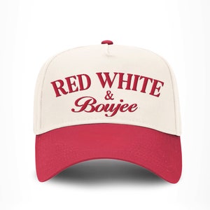 Red Two Tone Hat Red White Boujee Trucker Hat Red Embroidered Western ...