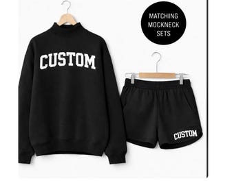Mockneck Set Custom Matching Mockneck Set, Custom Team Name Mockneck, Custom Logo Mockneck for Sport Team Mocknecks Bulk Order Matching Set