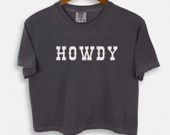 Howdy Crop Top Western Crop Top Countrymusik Vintage-skjorta Cowgirl-skjorta Festival Crop Top Cowboy Crop Cowboy Boxy-tröja Countrykonsert-tröja