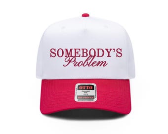 SOMEBODY’S PROBLEM embroidered Pink and White Trucker Hat Wholesale Somebody main image 4