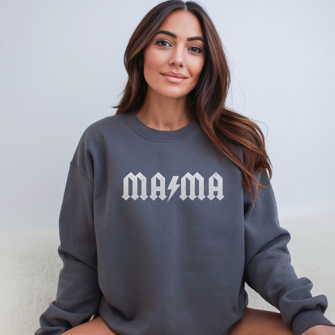 Mama Sweatshirt Acdc Mama Vintage Rock N Roll Sweatshirt for Mother's ...