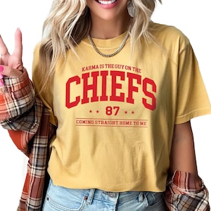 Karma is The Guy Shirt Comfort Colors Vintage Graphic Shirt Go Taylor&#39;s Boyfriend Shirt Taylor  Travis Shirt Chief Football Era Gift for Her