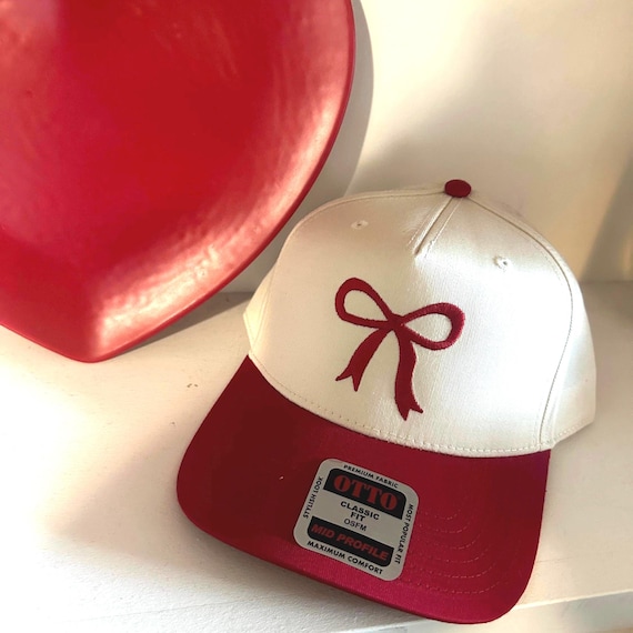 Bow Trucker Hat: Red Bow Hat for Christmas or Valentine display picture 1